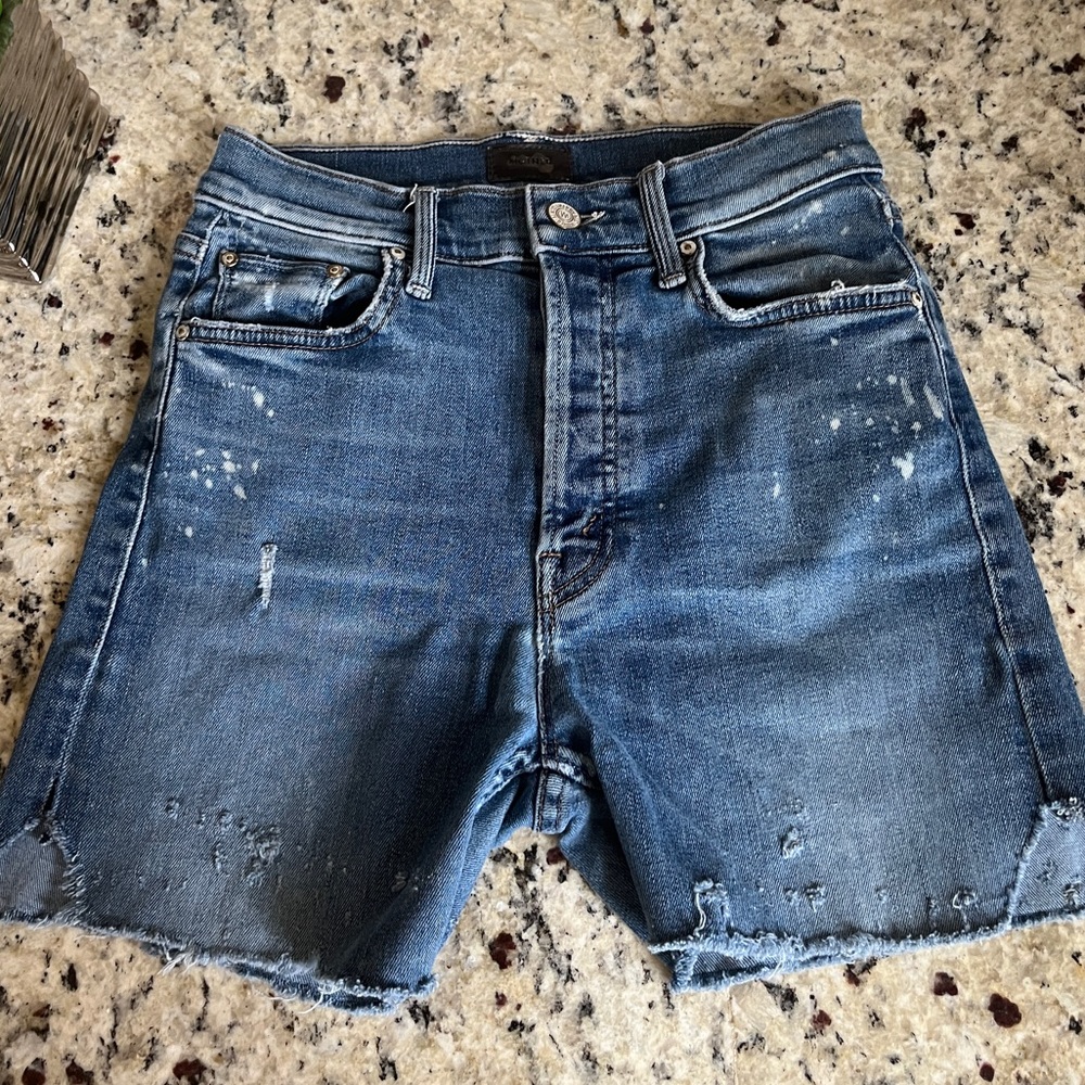 Mother The Cheeky Distressed Jean Shorts in Loud is How I Love You